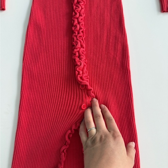 NWT Find Me Now Charlie Ruffle Knit Dress Small S Coral Transitional Fall - Picture 5 of 12